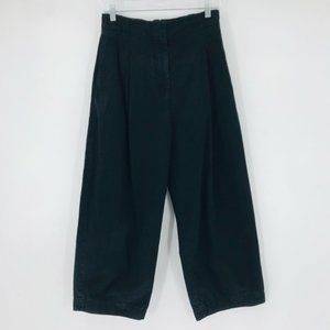 COS High Rise Wide Leg Crop Pants Cotton Black Size 36